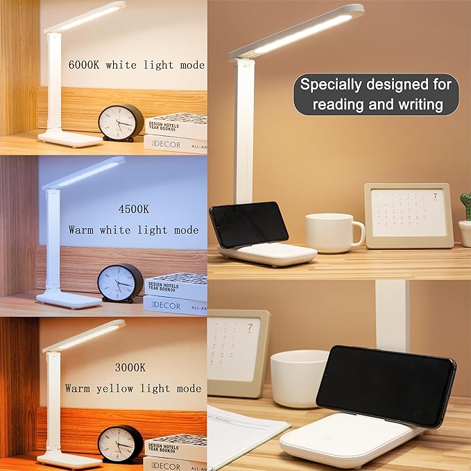 Led Desk Lamp Dimmable Desk Light Reading Lamp 3 Lighting Modes, Eye Protection Lamp Desk Accessories, Study Desk Lamp Equipped USB Charger Suitable for Home Office is for Gift Giving