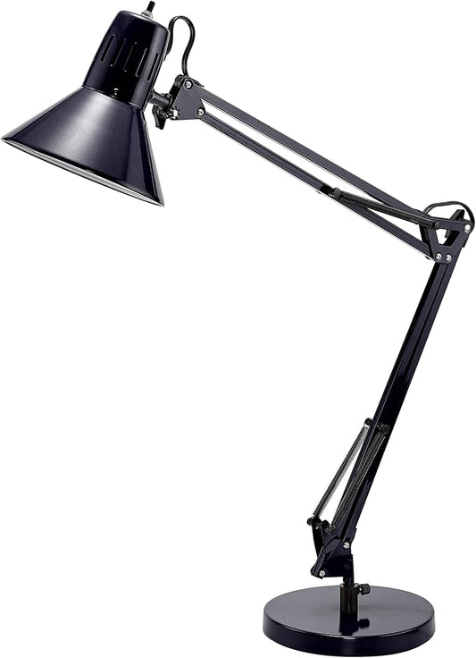 VLF100D Swing Arm Desk Lamp, Metal, 36" Reach with Multi-Joint Adjustment, Includes Replaceable LED Bulb (VLF), Black